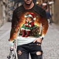 thumbnail image 1 of Aobny Crew Neck Graphic T Shirts Oversized Gold Santa Long Sleeve Tee Christmas Pullover Men Party Tops,S, 1 of 5