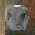 thumbnail image 1 of Aobny Crew Neck T Shirts for Man Waffle Gray Long Sleeve Oversized Tshirts Plain Muscle Tee Shirts Mens,S, 1 of 6