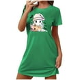 thumbnail image 1 of Aobny Cute Back to School Pajamas Ghost Women Green Nightdress Short Sleeve Short Crew Neck Womens Pajamas Set,L, 1 of 5