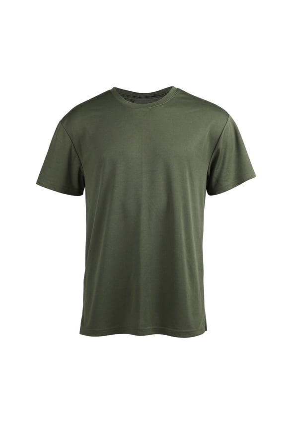 Dry Fit Shirt for Men Gym Solid T Shirt Short Sleeve Crew Neck Muscle Big & Tall Plus Size Shirts,Green,L