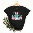thumbnail image 1 of Aobny Easter Cute Women's Leisure T-Shirts Rabbits Black Clothes Short Sleeve Crew Neck Bunnies Adults Clothes, 1 of 6