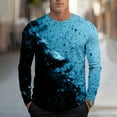 thumbnail image 1 of Aobny Fall Shirts Cotton Blue Long Sleeve Workout T-Shirts Men Crew Neck Pullover Graphic Mens T Shirt,XXL, 1 of 5