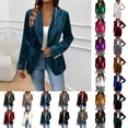 thumbnail image 1 of Aobny Fall Womans Jackets Blazer Green Long Sleeve Cardigan Solid Velvet Mid-Length Jackets for Women Dressy, 1 of 8