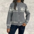 thumbnail image 1 of Aobny Fall Womans Sweaters Gray Fair Isle Button Up Crew Neck Long Sleeve Graphic Cardigan Ladies Sweaters 2024, 1 of 6