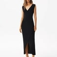 thumbnail image 1 of Aobny Fancy Dresses Wrap Formal Black Cocktail V-Neck Midi Sleeveless Casual Summer Dresses for Women 2025, 1 of 7