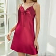 thumbnail image 1 of Aobny Fancy Women's Nightgowns Red Satin Sleep Dresses V-Neck Sleeveless Short Womens Shirts Spring, 1 of 3