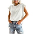 thumbnail image 1 of Aobny Fashion Tops for Woman Sweater White Short Sleeve Crew Neck Solid Knit Pullover Tops for Junior 2024, 1 of 7