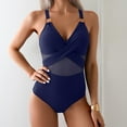 thumbnail image 1 of Aobny Fitted Women's Onesie Swimsuits Sheer Blue Long Torso Bodysuits Briefs Monokini Swimwear Sets for Lady,M, 1 of 5