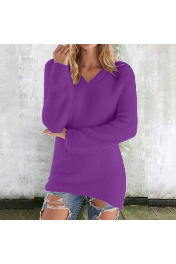 Flannel Womens Blouses Casual Tunic Blouse Pullover V-Neck Purple Long Sleeve Work Shirts for Women,XXS