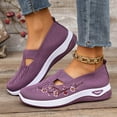 thumbnail image 1 of Aobny Flatform Womans Shoes Walking Shoes Woven Orthopedic Breathable Soft Shoes Creepers Shoes Slip-On Flat Heel Round Toe Orthopedic Purple Casual Shoes for Women,Size 38, 1 of 9