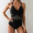 thumbnail image 1 of Aobny Flattering Women's Onesie Swimsuits Long Torso Black Sheer Bodysuits Briefs Monokini Ladies Swimwear Sets,M, 1 of 5