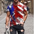 thumbnail image 1 of Aobny Fourth of July T-Shirts Patriotic American Flag Mens Shirt Big & Tall Muscle Short Sleeve Mens Shirt,Blue,L, 1 of 5
