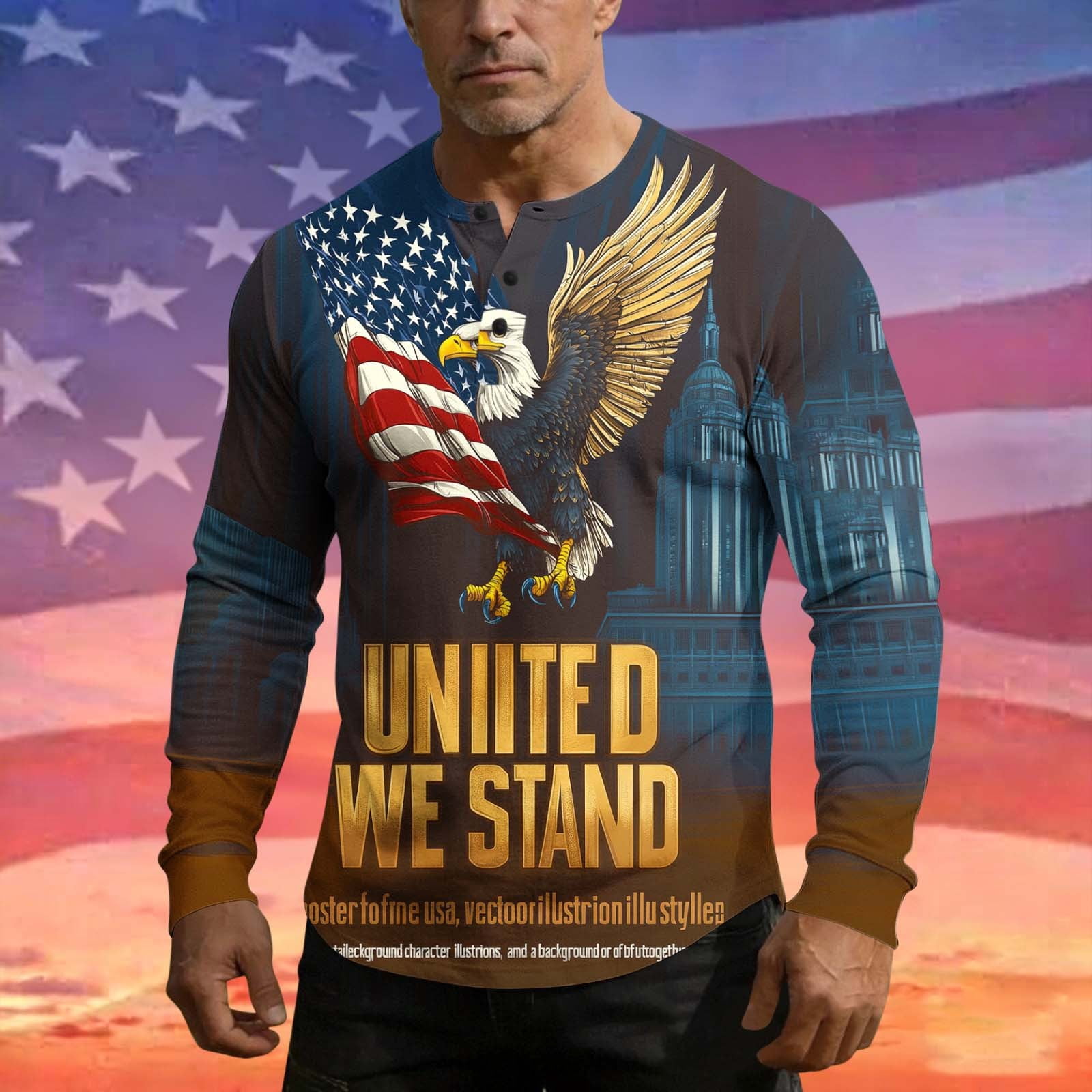 Aobny Fourth of July Tshirt for Men American Flag Patriotic Shirts ...