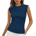 thumbnail image 1 of Aobny Going Out Casual Women's Tank Tops Cotton Blue Basic Tops Crew Neck Ribbed Muscle Adults Shirts, 1 of 8