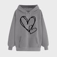 thumbnail image 1 of Aobny Going Out Womens Sweatshirts Cute Gray Long Sleeve Hoodies Heart Hooded Womans Blouses Trendy, 1 of 5