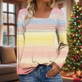 thumbnail image 1 of Aobny Gradient Women's Blouse Asymmetrical Tshirt Pullover V-Neck Long Sleeve Christmas Teacher Shirt,XL, 1 of 7