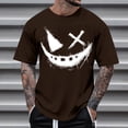 thumbnail image 1 of Aobny Graphic Plus Size Tops Short Sleeve Brown Oversized Shirts Pullover Crew Neck Anime Men T Shirts for Man,L, 1 of 5