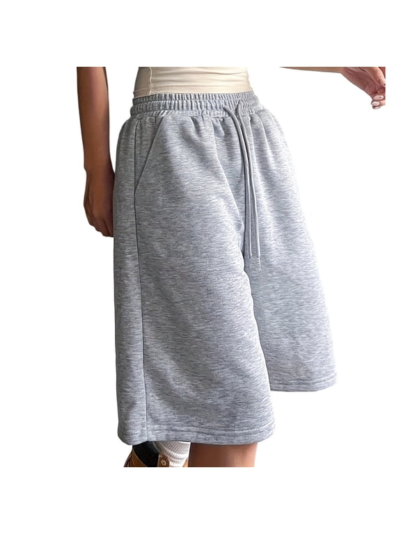 Gray Hiking Pants Capri Baggy Women Gaucho Pants Culottes High Waisted Cropped Lightweight Work Pants