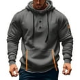 thumbnail image 1 of Aobny Gray Polo Hoodie Button Up Tactical Hooded Tops Men T-Shirts for Man,L, 1 of 5