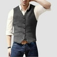 thumbnail image 1 of Aobny Gray Trendy Tops Blazer Button Vest V-Neck Sleeveless Dress Shirts Plain Men Workout Shirt,M, 1 of 6