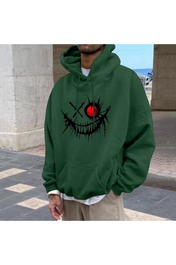 Green Men's Hoodies Graphic Lightweight Hoodies Anime Pullover Hooded Oversized Hoodie Men,L