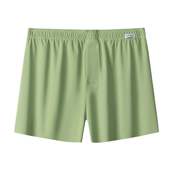 Aobny Green Pajama Shorts Men Plus Size Silk Sleep Shorts Short Wide-Leg Pajama,L