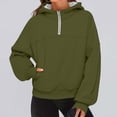 thumbnail image 1 of Aobny Green Teacher Shirt Plain Hooded Quarter Zip Hoodie Shirt Women Long Sleeve Y2k Clothes,XXL, 1 of 5