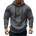 thumbnail image 1 of Aobny Henley Gym Shirts Men Hooded Gray Button Up Hoodie Sweatshirts Men Big and Tall Shirts for Men,XL, 1 of 5