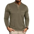 thumbnail image 1 of Aobny Henley Mens T Shirt Green Cotton Slim Long Sleeve T Shirts Pullover Plain Summer Tops,M, 1 of 7