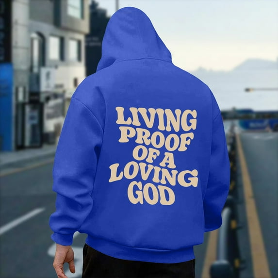 Aobny Hoodie Gym Shirts Men Blue Hooded Jesus Christian Sweatshirt Men Tee Shirts Mens,S