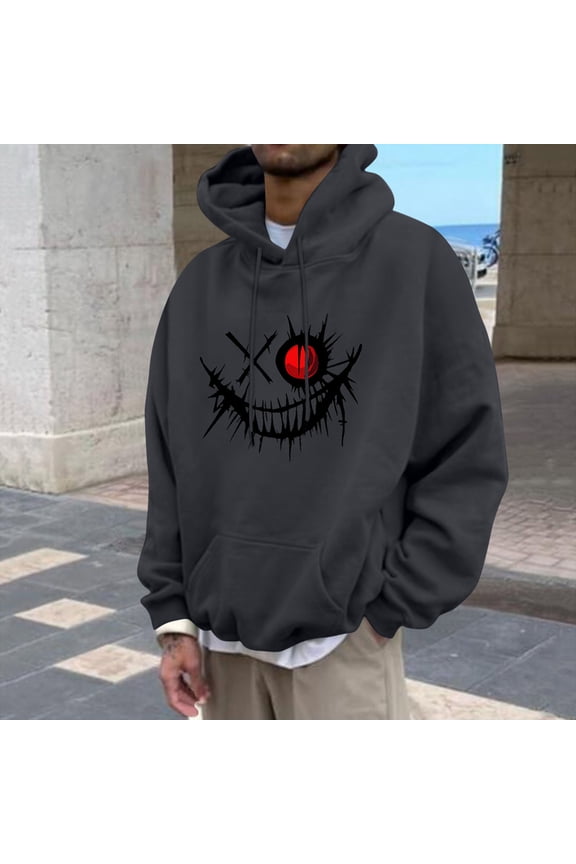 Hoodies Men Gray Graphic Lightweight Shirt Anime Hooded Pullover Men's Graphic T-Shirts,XXL