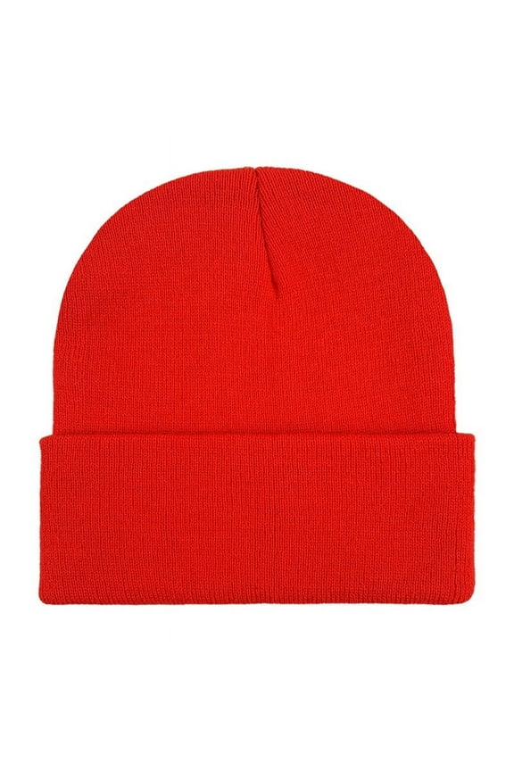 Knitted Fall Womens Hats Red Fitted Warm Solid Beanie Everyday Hats for Women Outing