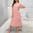 thumbnail image 1 of Aobny Lace Women Nightgown Polka-Dot Sleepwear Dresses Long Short Sleeve Crew Neck Ladies Nightgowns,L, 1 of 6