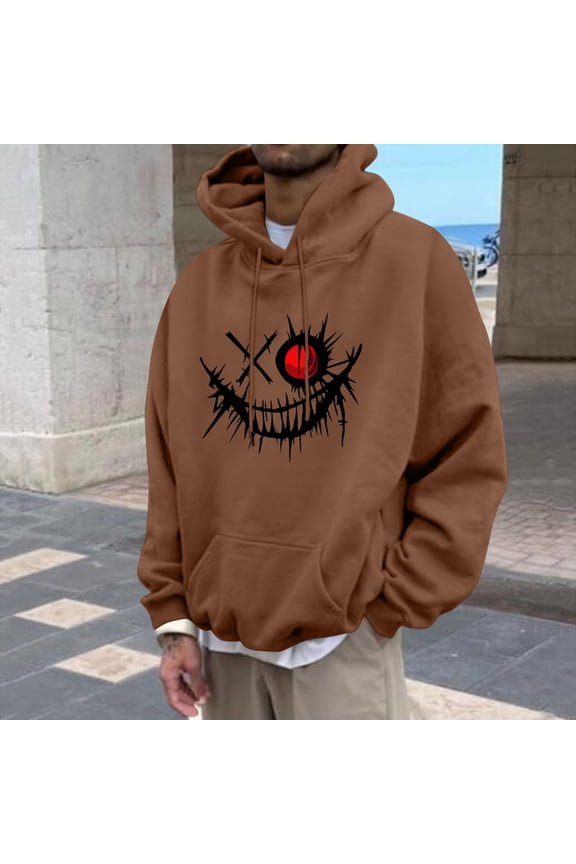 Lightweight Hoodies Men Brown Graphic Tops Pullover Anime Hooded Hoodie for Men,XXL