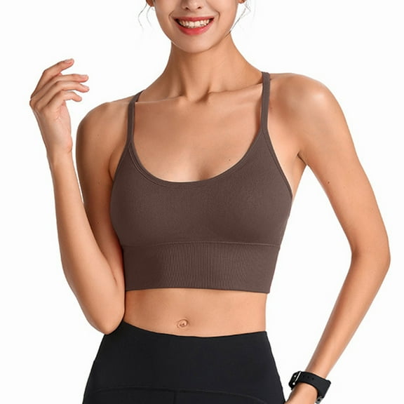 Aobny Long Lounge Bras for Women Brown High Support Sport Nylon S-XXL Women Bras,L