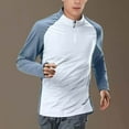 thumbnail image 1 of Aobny Long Sleeve Men Graphic T Shirts White Crew Neck Workout Shirt Plain Zip Raglan Men Shirts Casual,XL, 1 of 8