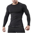 thumbnail image 1 of Aobny Long Sleeve Men's Under Shirts Compression Gym Black Tops Pullover Crew Neck Plain Athletic Shirts for Men,S, 1 of 7