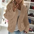 thumbnail image 1 of Aobny Long Sleeve Teacher Sweater Cardigan Cable Knit Chunky Beige Shirt Open Front Women Y2k Tops for Women,S, 1 of 6