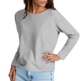 thumbnail image 1 of Aobny Loose Women's Sweatshirt Gray Plain Sweatshirts Crew Neck Pullover Long Sleeve Tops for Women,M, 1 of 6