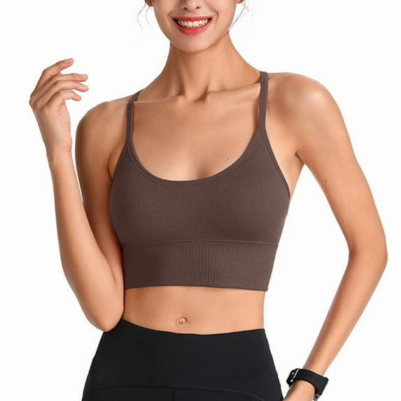 Aobny Lounge Bras for Women Brown High Support Long Sport Nylon S-XXL Comfortable Bras for Women,S