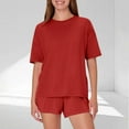 thumbnail image 1 of Aobny Lounge Women's Pajamas Cute 2 Piece Red Sleepwear Sets Cooling Crew Neck Wide-Leg Pjs for Adult, 1 of 7