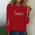 thumbnail image 1 of Aobny Love Heart Fall Blouses for Women Valentine T-shirts Red Long Sleeve Pullover Crew Neck Cute Winter Tops,L, 1 of 5