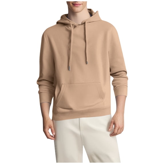 Aobny Men Shirt Pocket Sweatshirt Plain T-Shirts Long Sleeve Hooded Big & Tall Shirts for Men,Brown,4XL