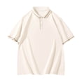 thumbnail image 1 of Aobny Men Shirts Solid Oversized Button Tees Short Sleeve Polos Big & Tall Collared Tee,Beige,6XL, 1 of 6