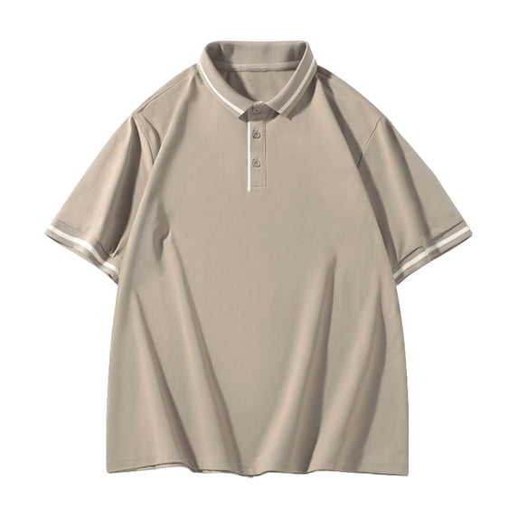 Aobny Men Shirts Solid Oversized Button Tees Short Sleeve Polos Big & Tall Collared Tee,Brown,XXL