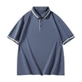 thumbnail image 1 of Aobny Men Shirts Solid Oversized Button Tees Short Sleeve Polos Big & Tall Collared Tee,Gray,L, 1 of 6
