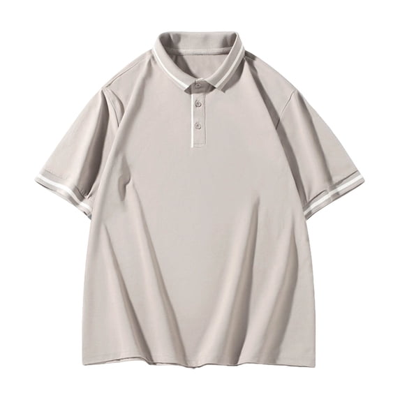 Aobny Men Shirts Solid Oversized Button Tees Short Sleeve Polos Big & Tall Collared Tee,Khaki,M
