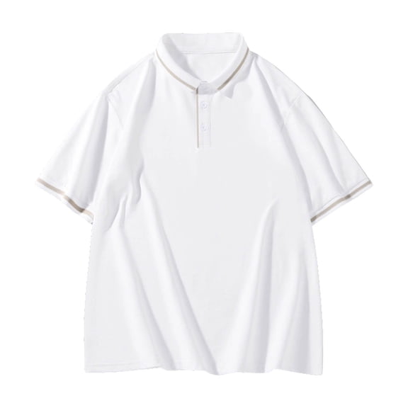 Aobny Men Shirts Solid Oversized Button Tees Short Sleeve Polos Big & Tall Collared Tee,White,XL