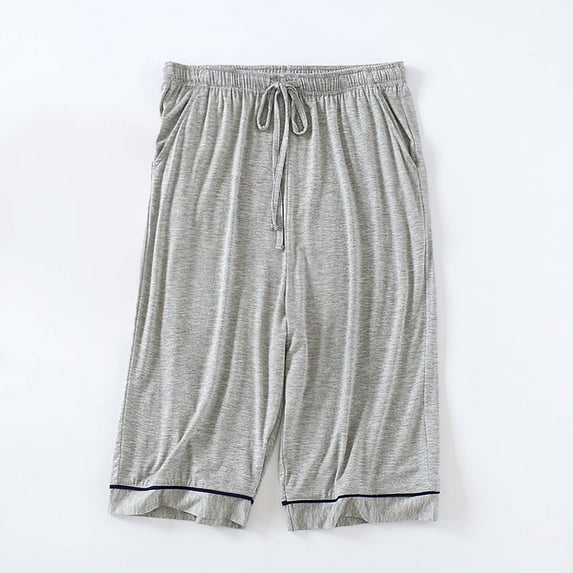 Aobny Men's Pajama Bottoms Gray Plus Size Modal Sleep Pants Short Straight-Leg Mens Pajama Pants,XXXXXL