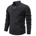 thumbnail image 1 of Aobny Men's Shirts Vintage Solid Shirts Long Sleeve Big & Tall Collared Polos Oversized Tee,Gray,4XL, 1 of 5